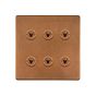 Antique Copper 6 Gang Toggle Switch
