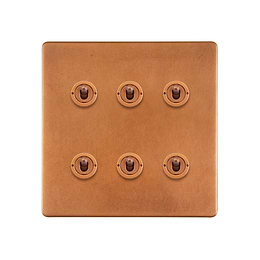 Antique Copper 6 Gang Toggle Switch