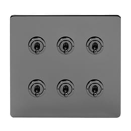 Soho Lighting Black Nickel 6 Gang Toggle Light Switch 20A 2 Way Screwless