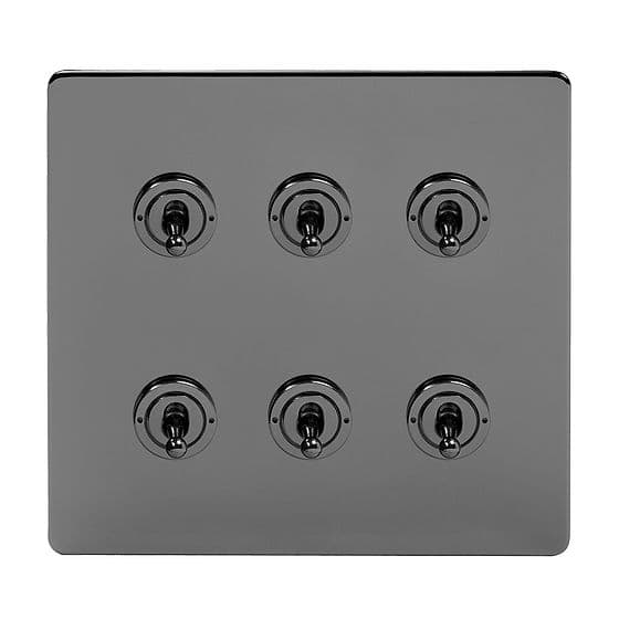 Soho Lighting Black Nickel 6 Gang Toggle Light Switch 20A 2 Way Screwless