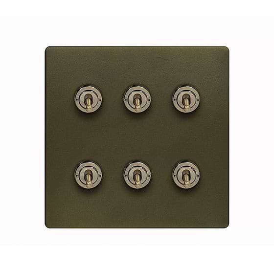 Soho Lighting Bronze 6 Gang Toggle Light Switch 20A 2 Way Screwless