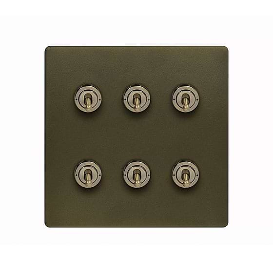 Soho Lighting Bronze 6 Gang Toggle Light Switch 20A 2 Way Screwless