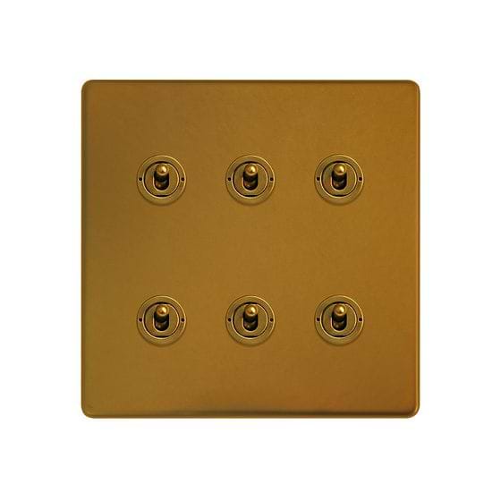 Antique Gold 6 Gang Toggle Switch
