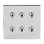 Soho Lighting Polished Chrome 6 Gang Toggle Light Switch 20A 2 Way Screwless