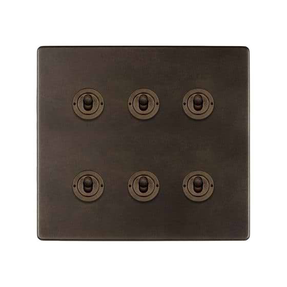 Soho Lighting Vintage Brass 6 Gang Toggle Light Switch 20A 2 Way