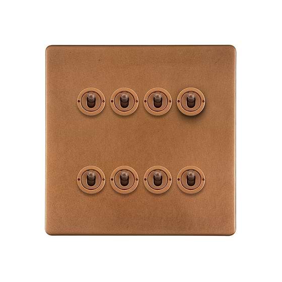 Soho Lighting Antique Copper 8 Gang Toggle Light Switch 20A 2 Way