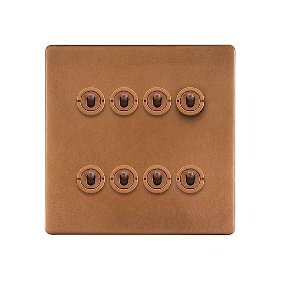 Antique Copper 8 Gang Toggle Switch

