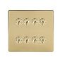 Soho Lighting Brushed Brass 8 Gang Toggle Light Switch 20A 2 Way Screwless