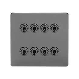 Soho Lighting Black Nickel 8 Gang Toggle Light Switch 20A 2 Way Screwless