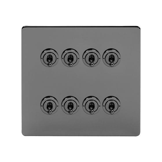 Soho Lighting Black Nickel 8 Gang Toggle Light Switch 20A 2 Way Screwless