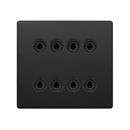 Soho Lighting Matt Black 8 Gang Toggle Light Switch 2 Way Screwless