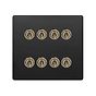 Soho Lighting Matt Black and Antique Brass 8 Gang Toggle Light Switch 20A 2 Way