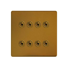 Antique Gold 8 Gang Toggle Switch
