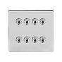 Soho Lighting Polished Chrome 8 Gang Toggle Light Switch 20A 2 Way Screwless