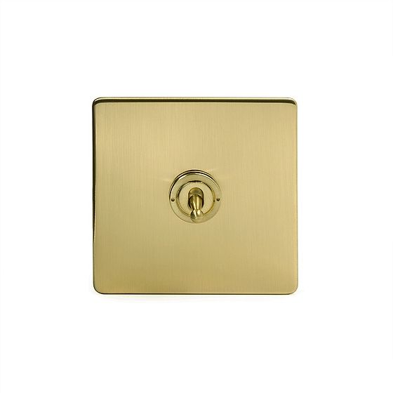 Soho Lighting Brushed Brass 1 Gang  Intermediate Toggle Switch Screwless