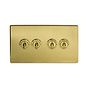 Soho Lighting Brushed Brass 4 Gang Intermediate Toggle Switch Screwless