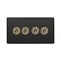 Soho Lighting Matt Black and Antique Brass 4 Gang Intermediate Toggle Switch