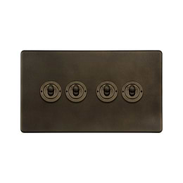 Soho Lighting Vintage Brass 4 Gang Intermediate Toggle Switch