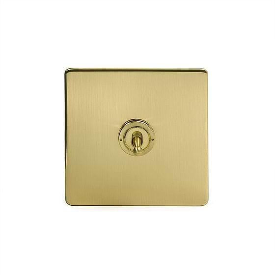 Soho Lighting Brushed Brass 1 Gang Retractive Toggle Switch Screwless