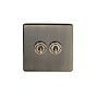 Soho Lighting Antique Brass 2 Gang Retractive Toggle Switch Screwless