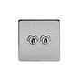 Soho Lighting Brushed Chrome 2 Gang Retractive Toggle Switch Screwless