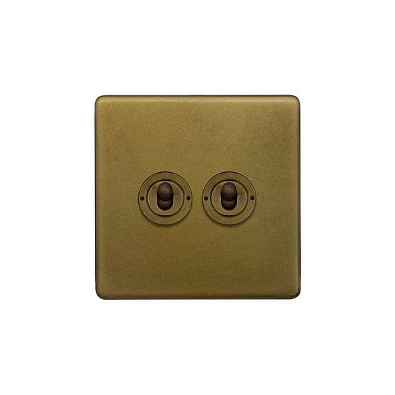Soho Lighting Old Brass 2 Gang Retractive Toggle Switch