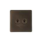 Soho Lighting Vintage Brass 2 Gang Retractive Toggle Switch