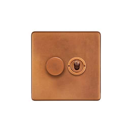 Antique Copper Dimmer Toggle Combo Switch
