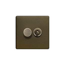 Soho Lighting Bronze 2 Gang Dimmer and Toggle Switch Combo (1x150W LED Dimmer 1x20A 2 Way Toggle)