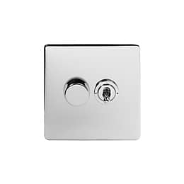 Soho Lighting Polished Chrome 2 Gang Dimmer and Toggle Switch Combo (1x150W LED Dimmer 1x20A 2 Way Toggle)