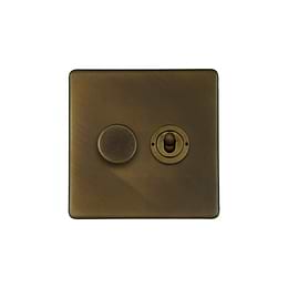 Vintage Brass Dimmer Toggle Combo Switch
