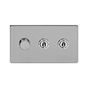 Soho Lighting Brushed Chrome 3 Gang Switch with 1 Dimmer (1x150W LED Dimmer 2x20A 2 Way Toggle)