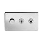 Soho Lighting Polished Chrome 3 Gang Switch with 1 Dimmer (1x150W LED Dimmer 2x20A 2 Way Toggle)