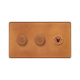 Antique Copper Dimmer Toggle Combo Switch
