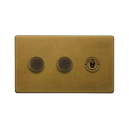 Old Brass Dimmer Toggle Combo Switch
