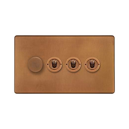 Antique Copper Dimmer Toggle Combo Switch
