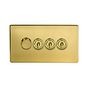 Soho Lighting Brushed Brass 4 Gang Switch with 1 Dimmer (1x150W LED Dimmer 3x20A 2 Way Toggle)