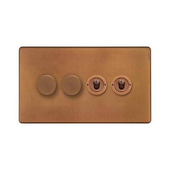 Antique Copper Dimmer Toggle Combo Switch
