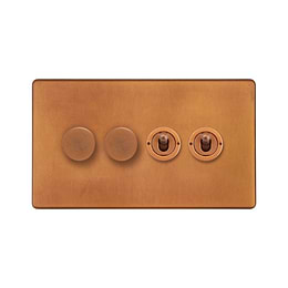 Antique Copper Dimmer Toggle Combo Switch
