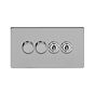 Soho Lighting Brushed Chrome 4 Gang Switch with 2 Dimmers (2x150W LED Dimmer 2x20A 2 Way Toggle)