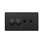 Soho Lighting Matt Black 4 Gang Switch with 2 Dimmers (2x150W LED Dimmer 2x20A 2 Way Toggle)