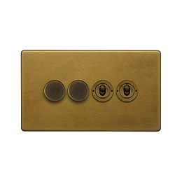 Old Brass Dimmer Toggle Combo Switch
