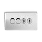 Soho Lighting Polished Chrome 4 Gang Switch with 2 Dimmers (2x150W LED Dimmer 2x20A 2 Way Toggle)
