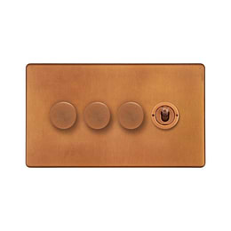 Antique Copper Dimmer Toggle Combo Switch
