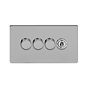 Soho Lighting Brushed Chrome 4 Gang Switch with 3 Dimmers (3x150W LED Dimmer 1x20A 2 Way Toggle)