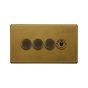 Soho Lighting Old Brass 4 Gang Switch with 3 Dimmers (3x150W LED Dimmer 1x20A 2 Way Toggle)