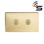 Soho Lighting Brushed Brass 2 Gang 150W Zigbee Smart Toggle Switch