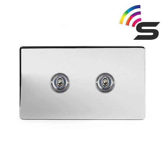 Soho Lighting Polished Chrome 2 Gang 150W Zigbee Smart Toggle Switch