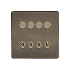 Soho Lighting Antique Brass 8 Gang Dimmer & Toggle Combo 4x150W LED Dimmer 4x20A Toggle 