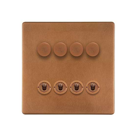 Antique Copper Dimmer Toggle Combo Switch
